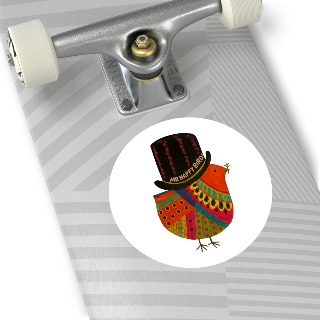 Mr Happy Bird Round Vinyl Stickers
