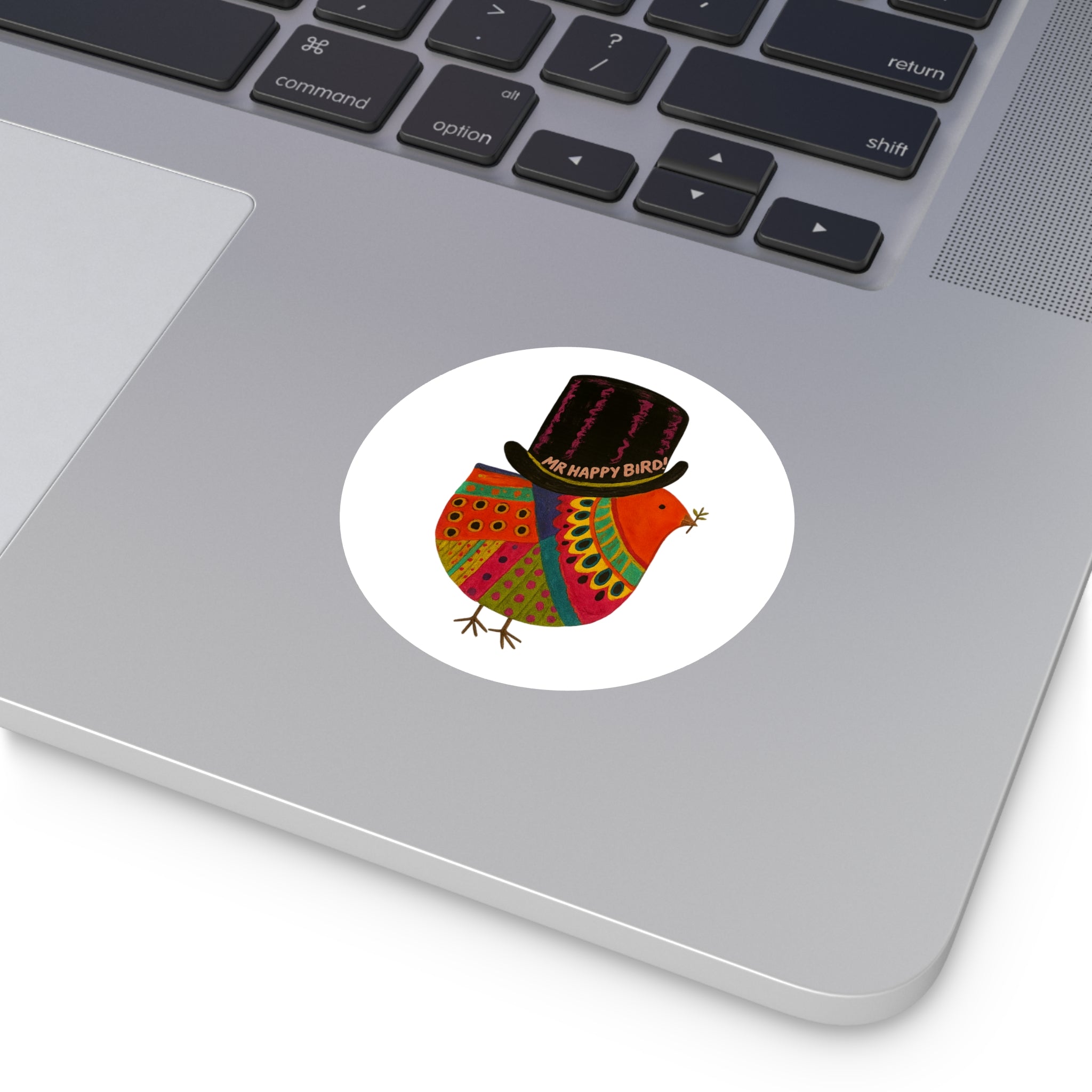 Mr Happy Bird Round Vinyl Stickers