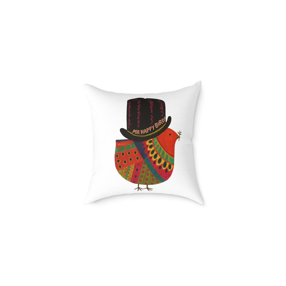 Colorful Bird Pillow, Mr. Happy Bird Accent Cushion, Cozy Home Decor, Gift for Bird Lovers, Fun Cushion for Living Room, Seasonal Decor
