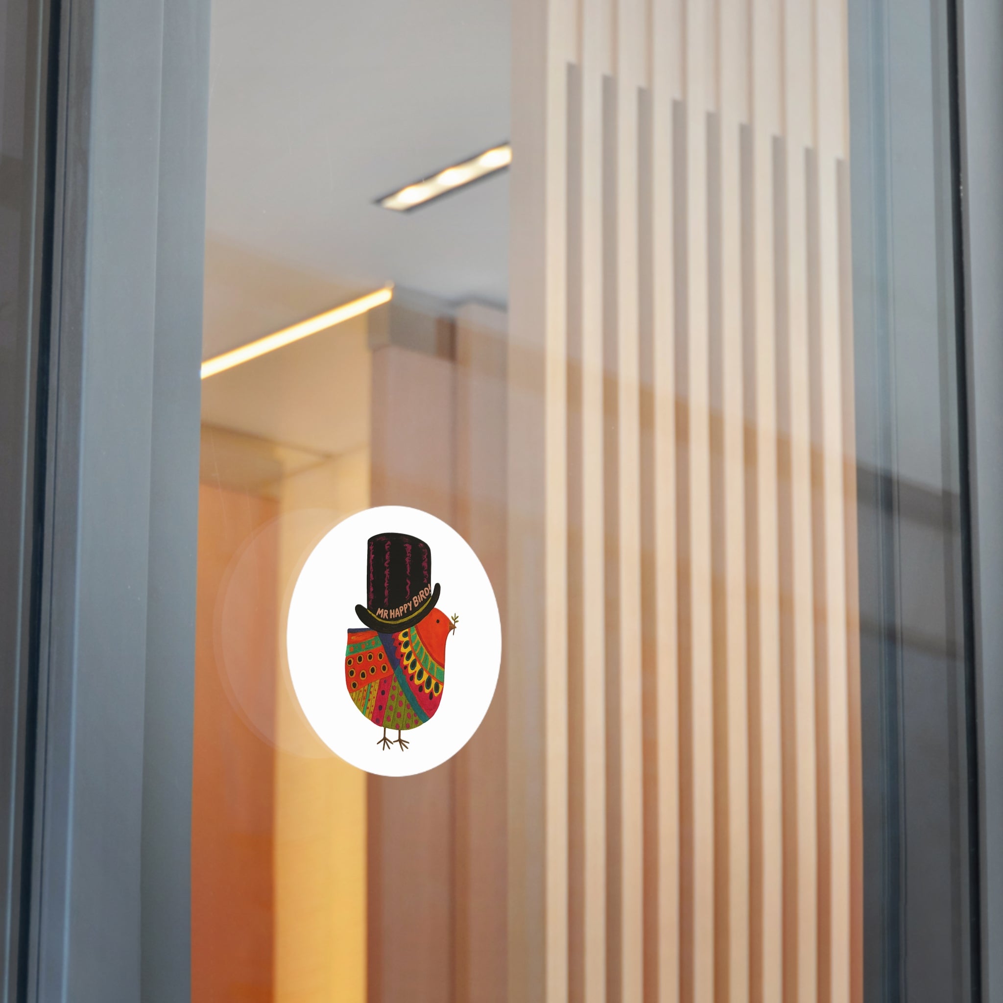 Mr Happy Bird Round Vinyl Stickers