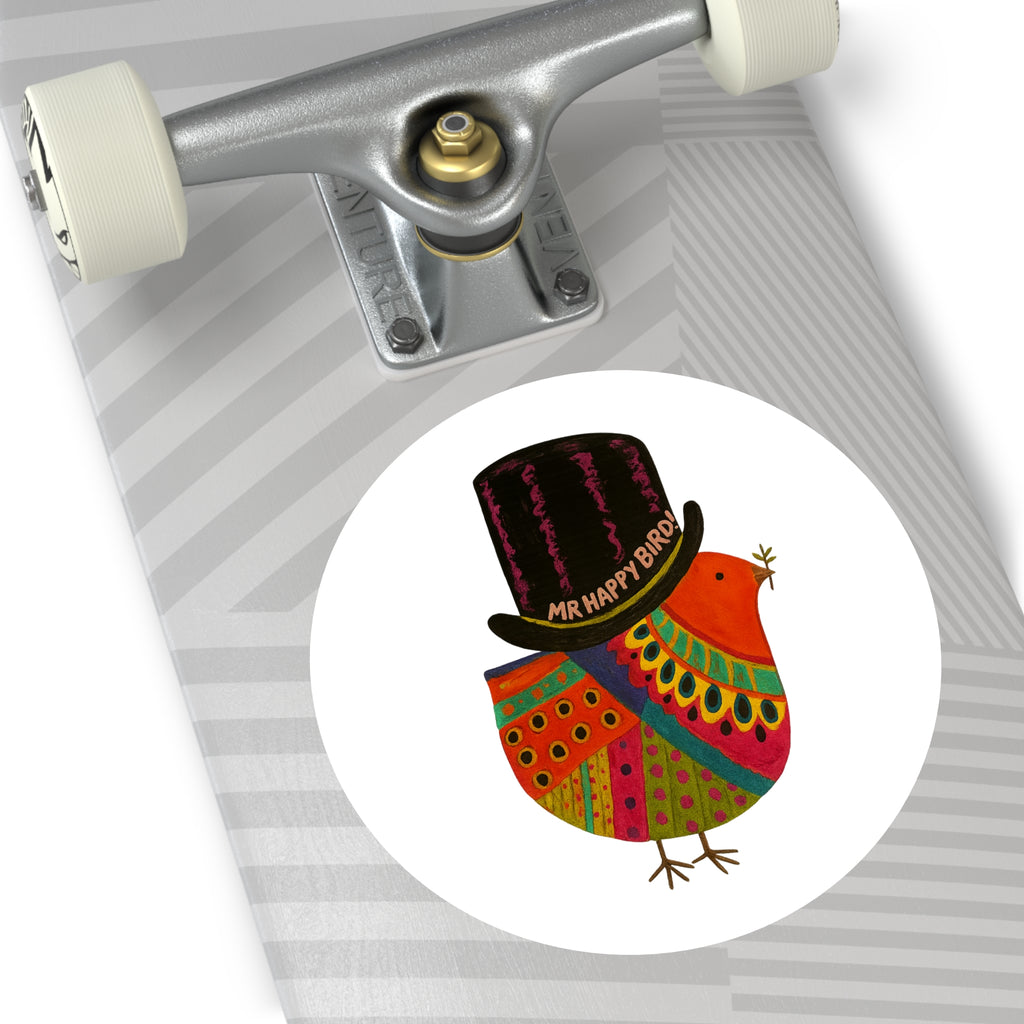 Mr Happy Bird Round Vinyl Stickers