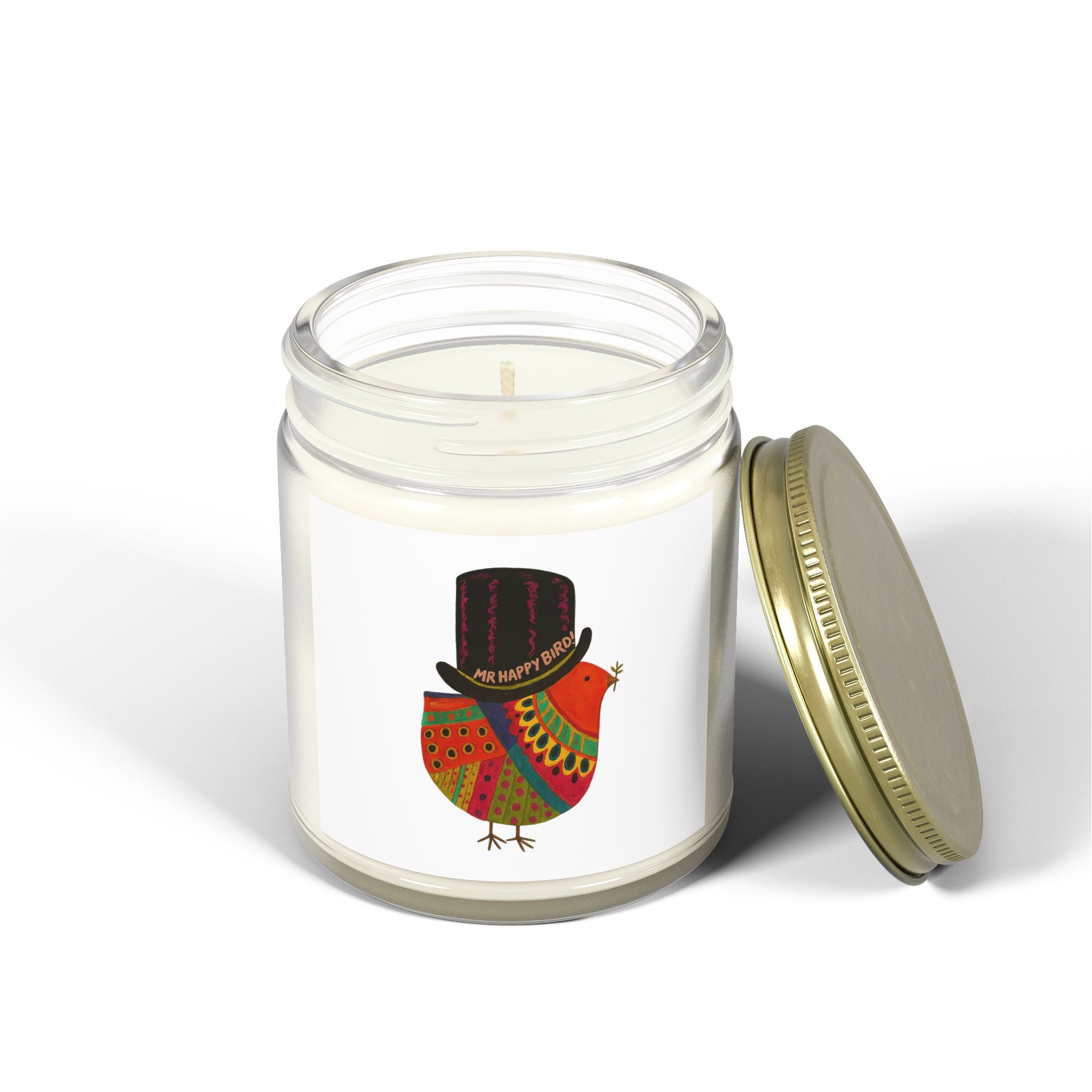 Mr Happy Bird Scented Candles, Coconut Apricot Wax (4oz, 9oz)