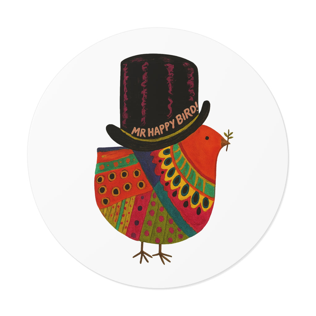 Mr Happy Bird Round Vinyl Stickers