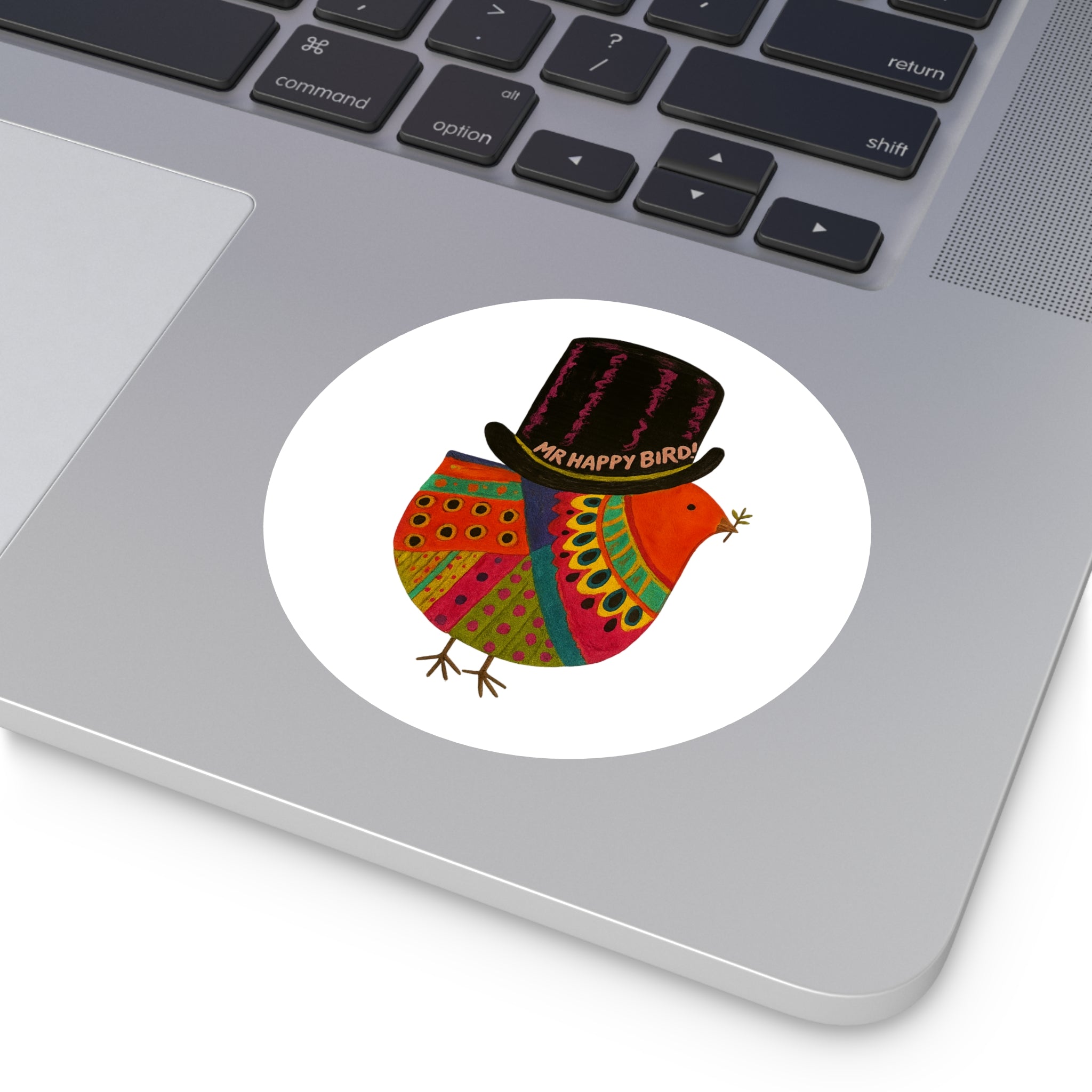 Mr Happy Bird Round Vinyl Stickers