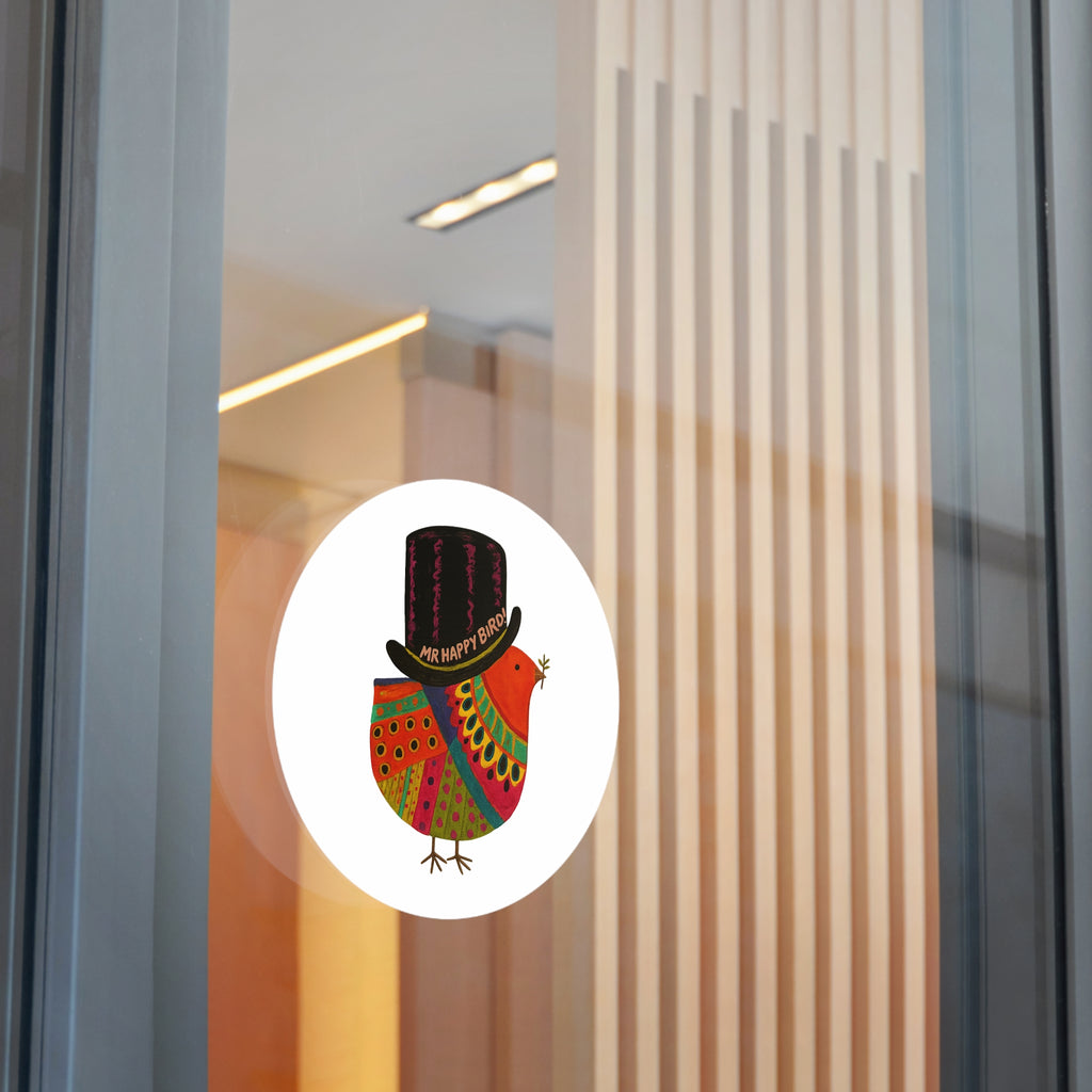 Mr Happy Bird Round Vinyl Stickers