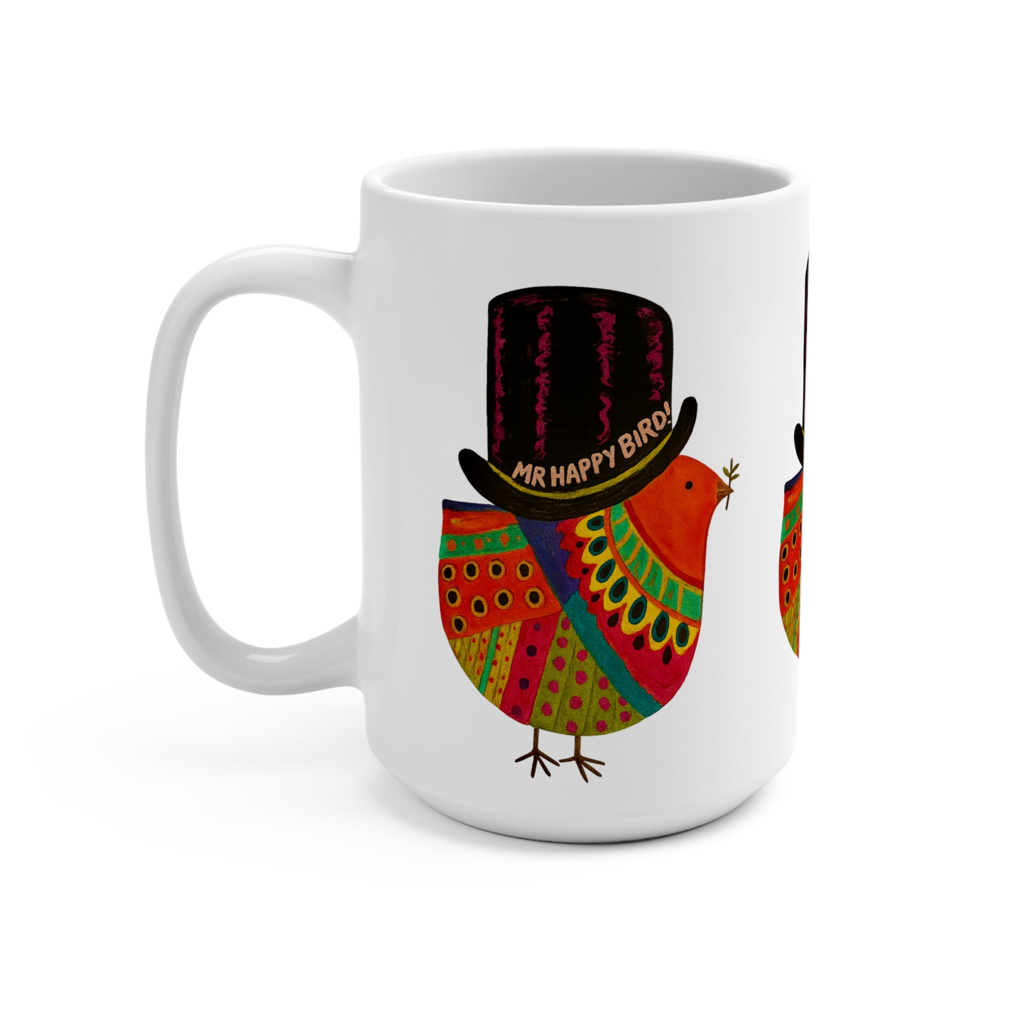 Colorful Mr. Happy Bird Mug, Cheerful Coffee Cup, Unique Gift for Bird Lovers, Fun Kitchen Decor, Vibrant Drinkware