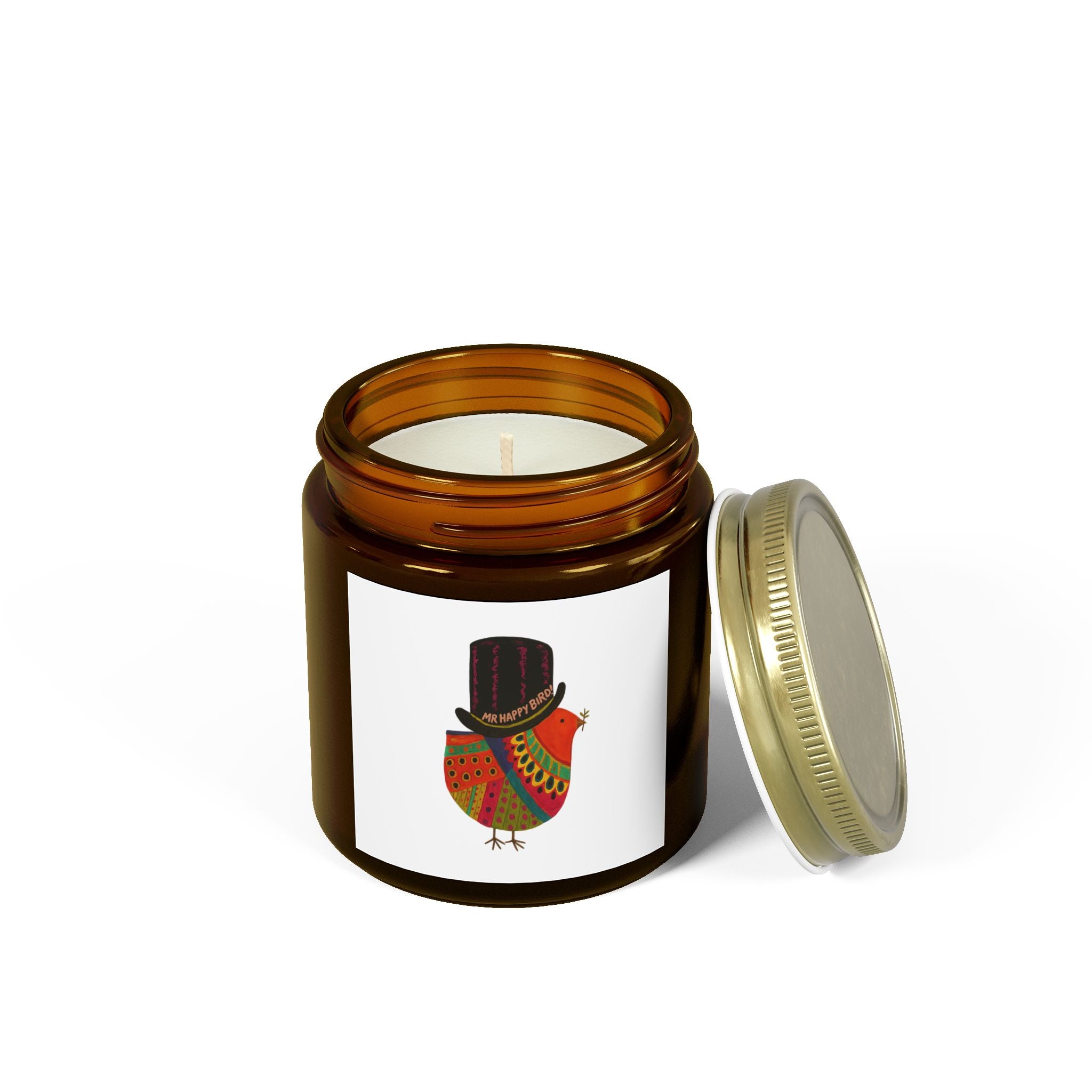 Mr Happy Bird Scented Candles, Coconut Apricot Wax (4oz, 9oz)