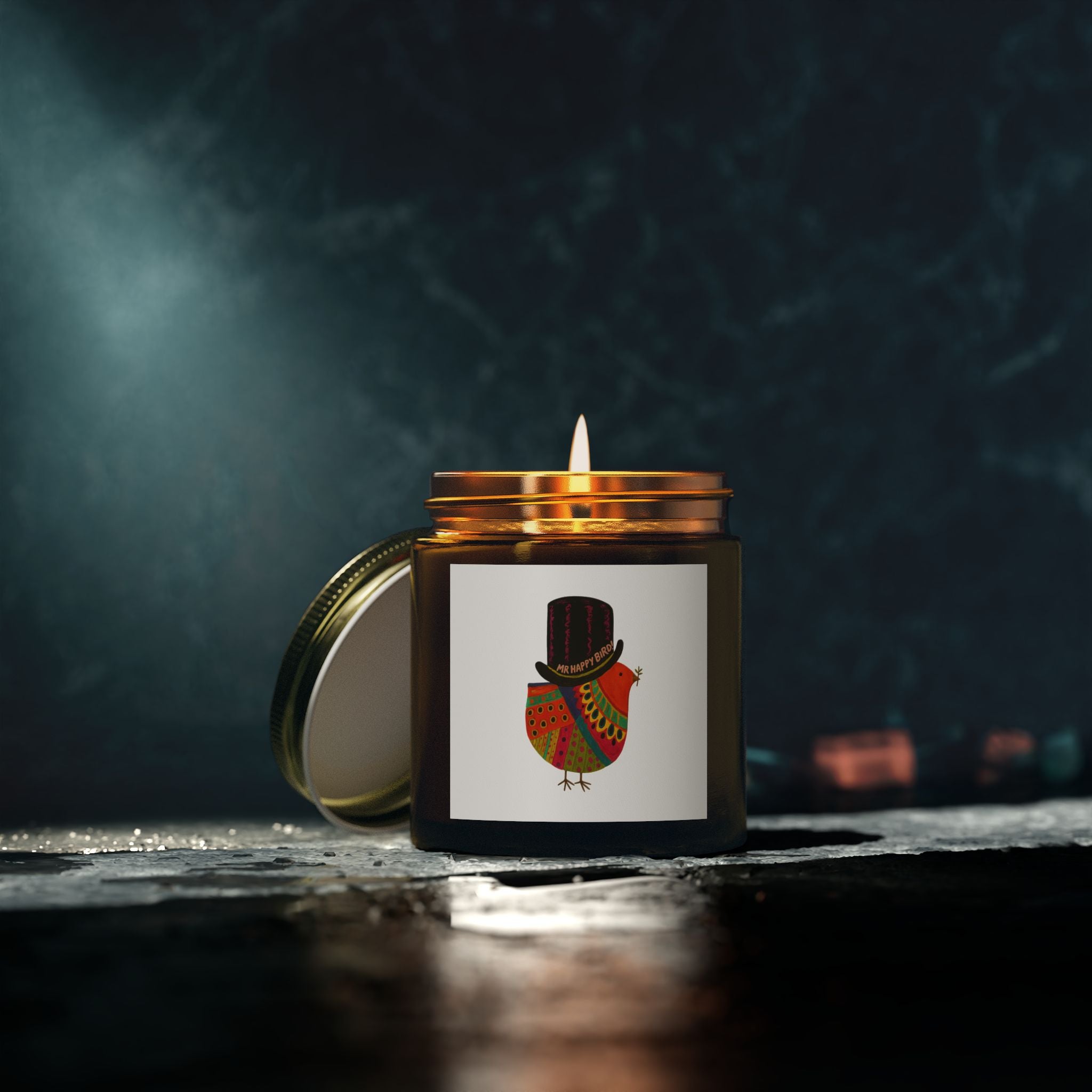 Mr Happy Bird Scented Candles, Coconut Apricot Wax (4oz, 9oz)