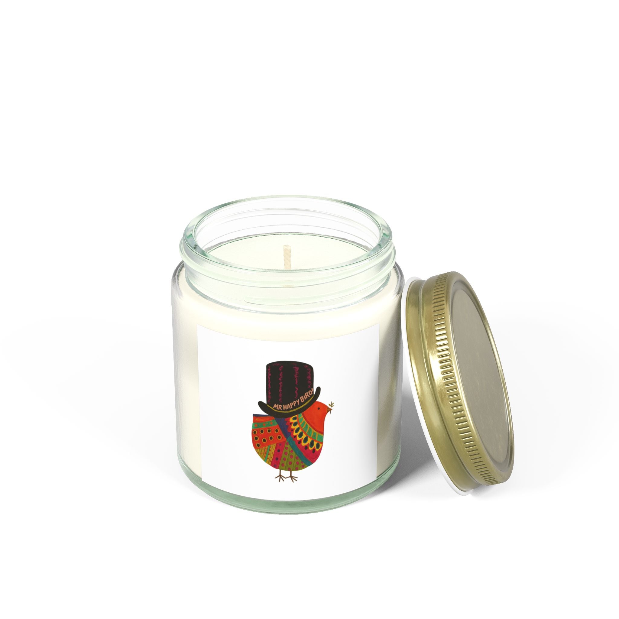 Mr Happy Bird Scented Candles, Coconut Apricot Wax (4oz, 9oz)