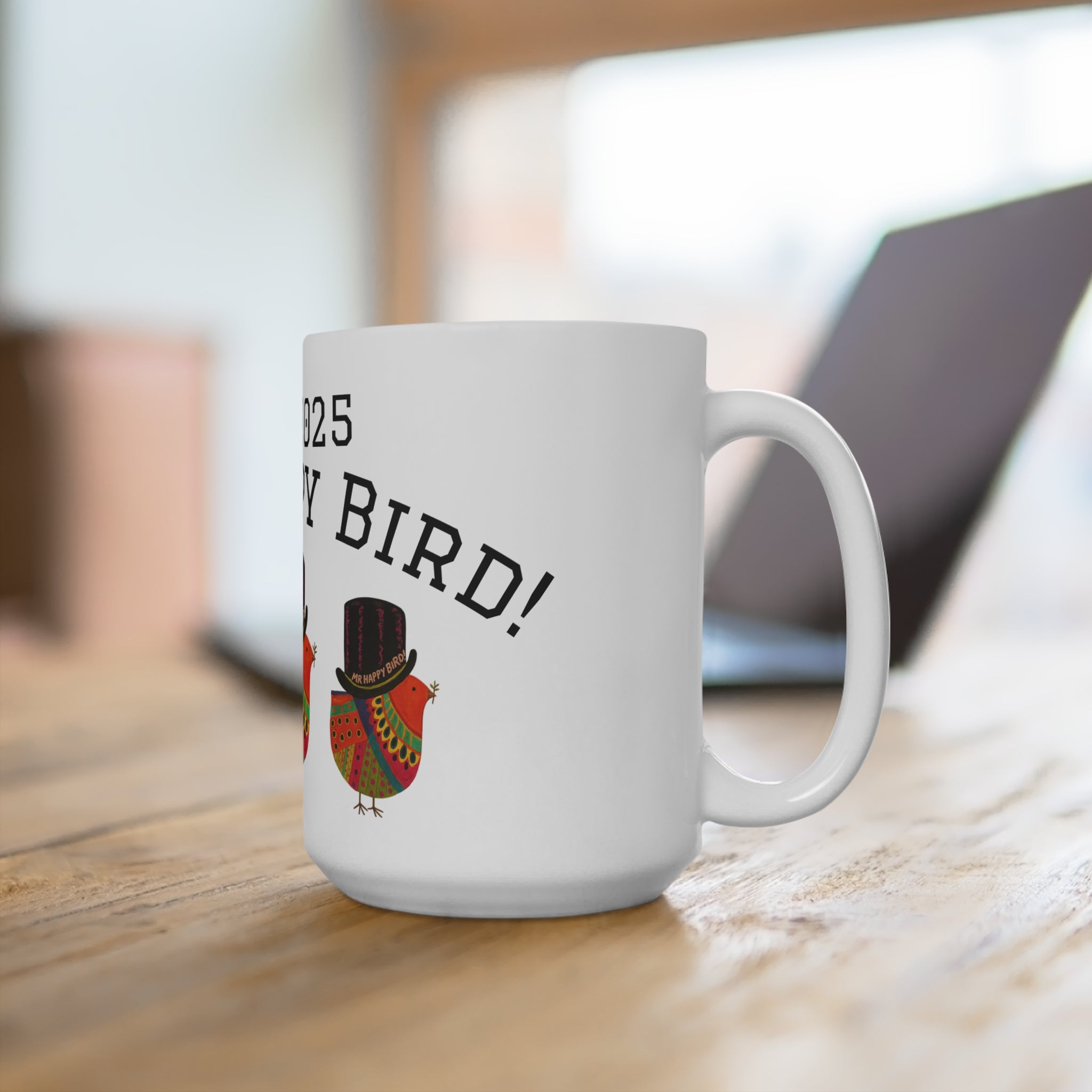 Mr. Happy Bird 2025 Mug, Cheerful Coffee Cup, Unique Gift for Bird Lovers, Fun Kitchen Decor, Vibrant Drinkware