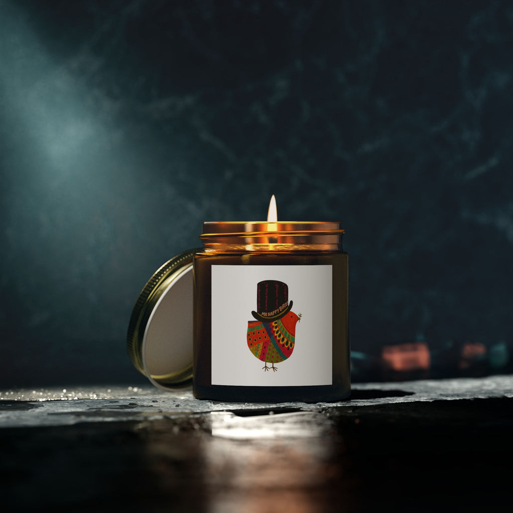 Mr Happy Bird Scented Candles, Coconut Apricot Wax (4oz, 9oz)