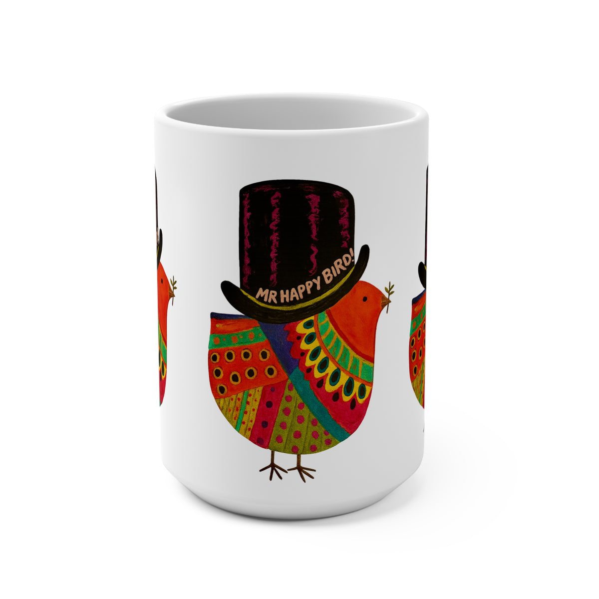 Colorful Mr. Happy Bird Mug, Cheerful Coffee Cup, Unique Gift for Bird Lovers, Fun Kitchen Decor, Vibrant Drinkware