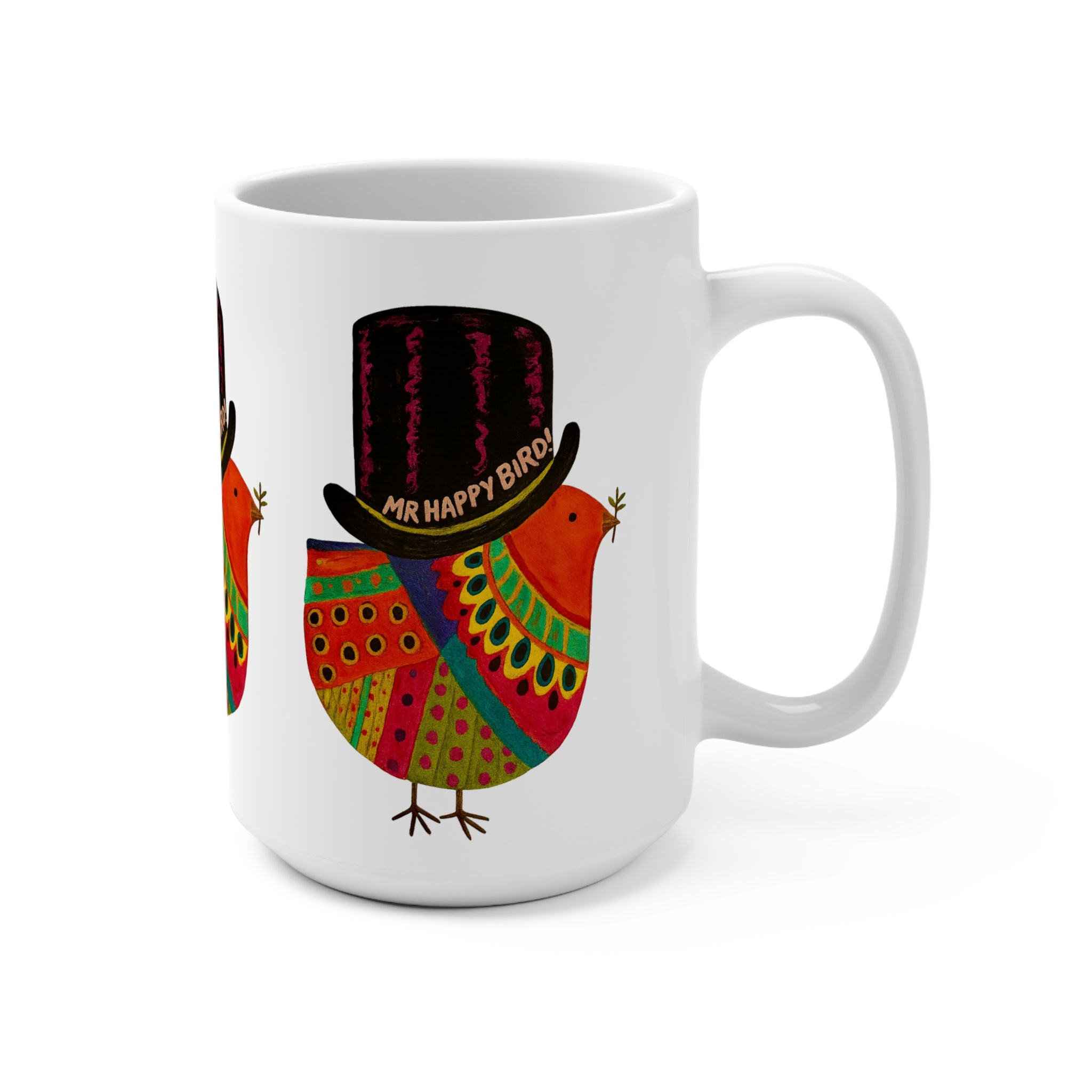 Colorful Mr. Happy Bird Mug, Cheerful Coffee Cup, Unique Gift for Bird Lovers, Fun Kitchen Decor, Vibrant Drinkware