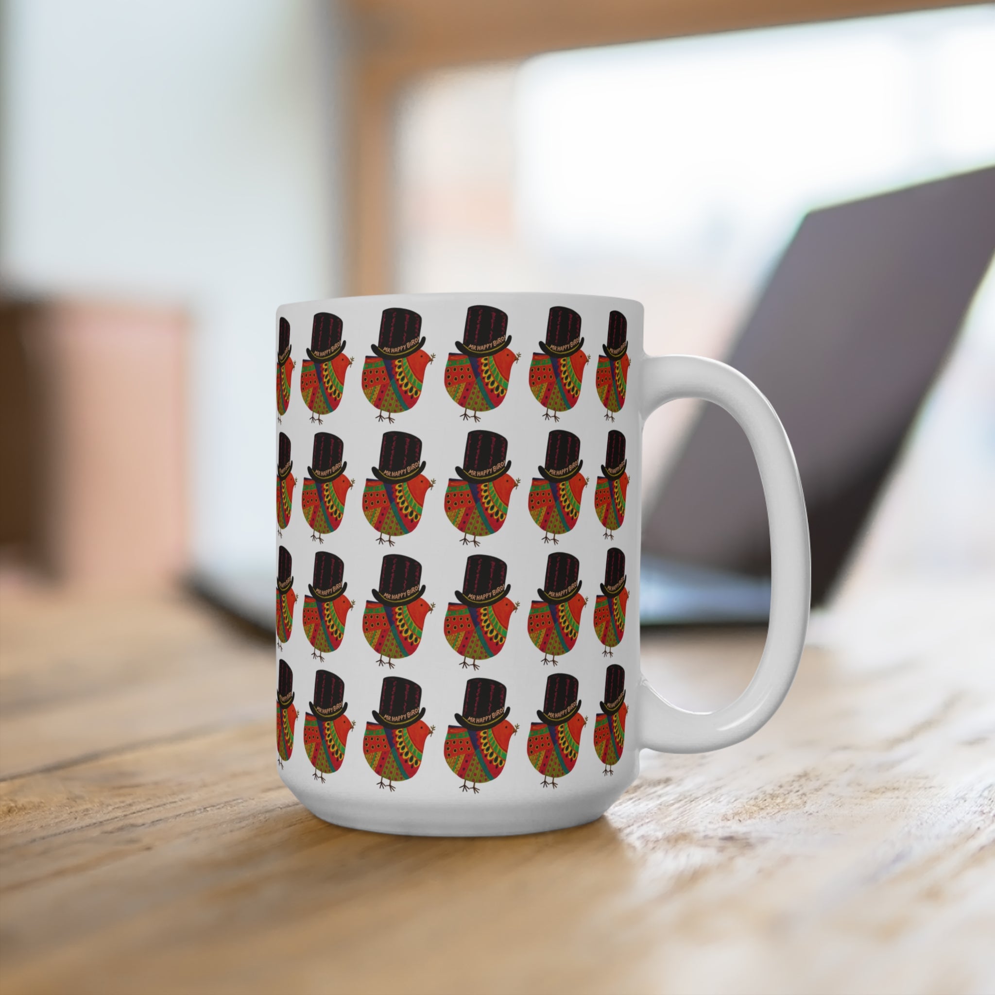 Mr. Happy Bird! Overload Mug, Cheerful Coffee Cup, Unique Gift for Bird Lovers, Fun Kitchen Decor, Vibrant Drinkware